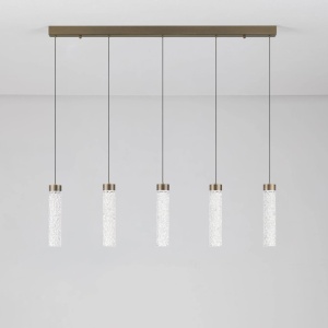 Lustra tavan cu pendule LED ZELON, alama antic - Img 3