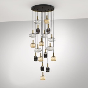 Lustra XXL casa scarii moderna dimabila cu 18 pendule Norma 214264 universul-luminii.ro