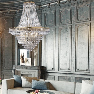 Lustra XXL cristal casa scarii design LUX Versailles 19L auriu 112564 universul-luminii.ro
