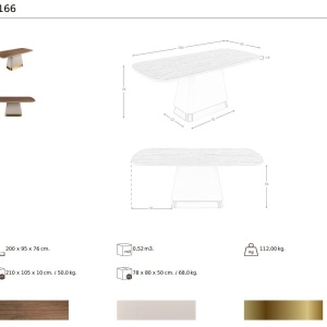 Masa deosebita design LUX Walnut-Bej 200x95cm - Img 8