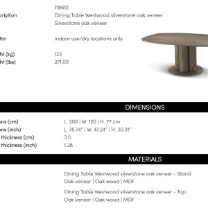 Masa dining deosebita design LUX Glenmont 200x120cm - Img 8