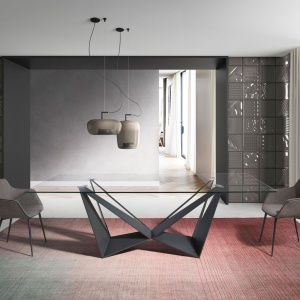 Masa dining design LUX Rectangular Black Steel 200x95cm - Img 4