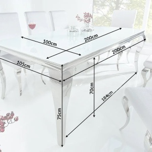 Masa Dining Eleganta, Sticla, Alb, Modern Barock 200cm - Img 3