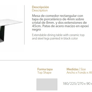 Masa dining extensibila design ultra-modern Ceramic, 180-225-270x90cm AC-DT777 - Img 4