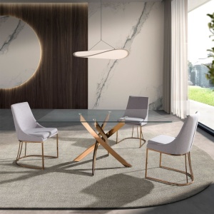 Masa dreptunghiulara design modern Veola auriu roze 150x95cm - Img 7
