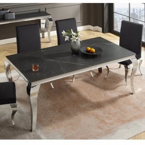Masa eleganta cu picioare curbate Modern Barock argintiu/ negru