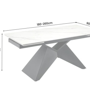 Masa Extensibila cu Blat Ceramic Alb mat, DIAMOND 180-260cm - Img 9