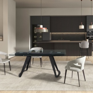 Masa extensibila deosebita design LUX Black Steel 180-270x100cm - Img 4