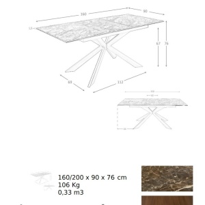 Masa extensibila deosebita design LUX Porcelain Marble 160-200cm - Img 10