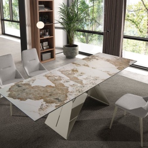 Masa extensibila deosebita design LUX Porcelain Marble 180-240cm - Img 6