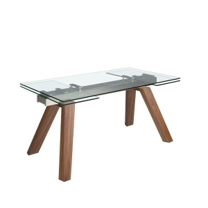 Masa extensibila deosebita design LUX Walnut-Glass 160-240x90cm - Img 6