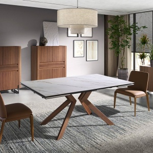 Masa extensibila deosebita design LUX Walnut-Marble 180-260x90cm - Img 3