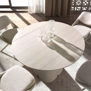 Masa extensibila design LUX Porcelain Marble 80-130x130cm - Img 4