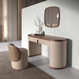 Masa machiaj design LUX Walnut-Leatherette Mink - Img 4
