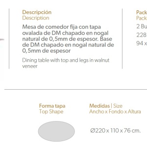 Masa ovala Walnut Veneered, 220x110cm AC-LE015 - Img 2