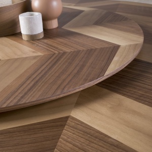 Masa rotunda cu blat central pivotant design LUX Walnut 150cm - Img 6