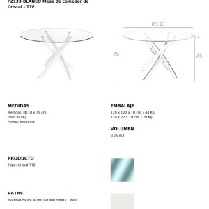 Masa rotunda design modern Veola alb, 110cm - Img 3