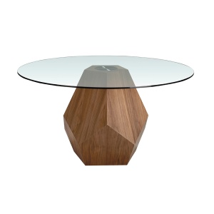 Masa rotunda eleganta design LUX Walnut Veneered 150cm - Img 3