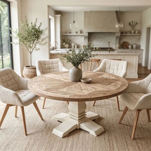 Masa rotunda HAMPTONS 120cm, lemn masiv de pin reciclat