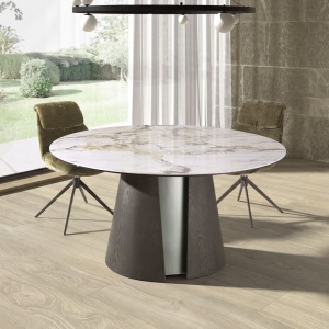 Masa rotunda Porcelain Marble Dark ash oak 150cm