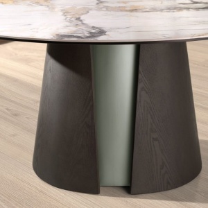 Masa rotunda Porcelain Marble Dark ash oak 150cm - Img 4