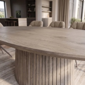 Masa sufragerie ART DECO 220cm lemn masiv de mango, gri fumuriu - Img 3