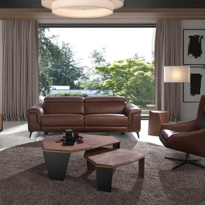 Masuta de cafea asimetrica design modern Walnut and Black - Img 6