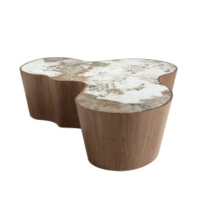 Masuta de cafea cu forme organice Porcelain Marble Walnut - Img 2