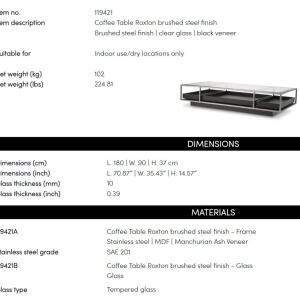 Masuta de cafea design LUX Roxton, negru - Img 2