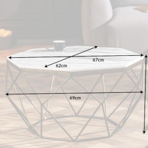 Masuta de cafea design minimalist Diamond 69cm, marmura alba - Img 6