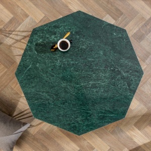 Masuta de cafea design minimalist Diamond 69cm, marmura verde - Img 2