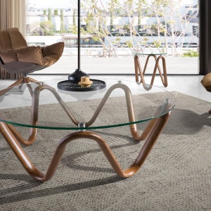Masuta de cafea design modern Walnut Round - Img 10