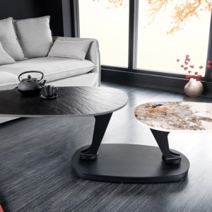 Masuta de cafea moderna cu doua blaturi rotative din ceramica Movement 160cm - Img 7