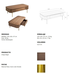 Masuta de cafea moderna design LUX Wood and Gold - Img 3