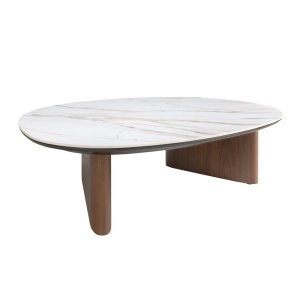 Masuta de cafea Porcelain Marble si lemn furniruit Walnut - Img 8