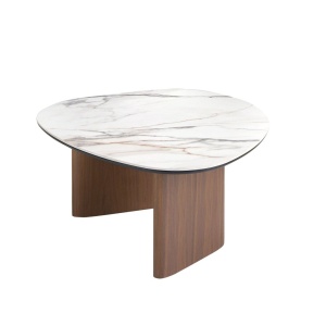 Masuta de cafea Porcelain Marble si lemn furniruit Walnut - Img 3
