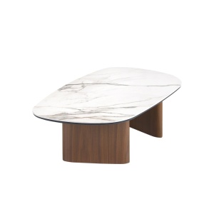 Masuta de cafea Porcelain Marble si lemn furniruit Walnut - Img 2