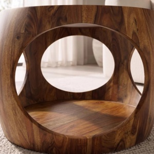 Masuta de cafea rotunda ORGANIC LOOP 60cm Sheesham - Img 3