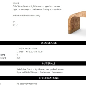 Masuta design LUX, Furnir Burl Mappa, Maro, Quinton - Img 2