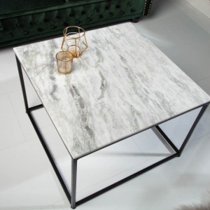 Masuta design minimalist Elements 50cm, marmura alba - Img 2