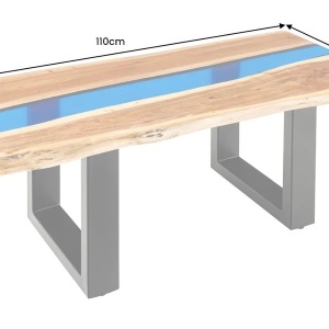 Masuta din lemn de salcam cu rasina epoxidica albastra LIQUID 110cm - Img 4