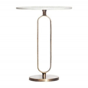 Masuta laterala din aluminiu si marmura Elegance 60cm auriu/ alb - Img 4