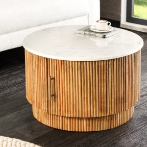 Masuta lemn de mango, marmura alba TRES CHIC 60cm - Img 5