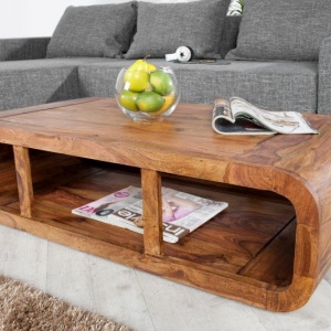 Masuta living din lemn de trandafir, colturi rotunjite Curved II 100cm Sheesham - Img 2