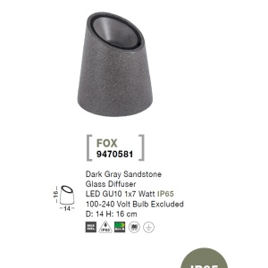 Mini stalp decorativ iluminat exterior IP65 FOX gri 190854 universul-luminii.ro