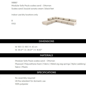 Modul pentru canapeaua design LUX Paulo-Ottoman - Img 2