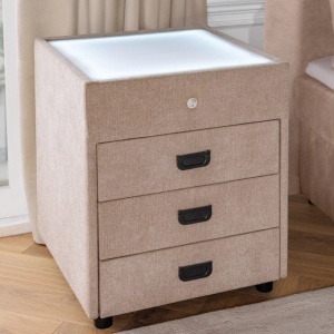 Noptiera cu iluminat LED TOULOUSE 55cm catifea bej - Img 3