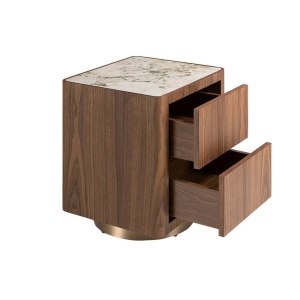 Noptiera din furnir de nuc cu blat marmura portelanata Walnut - Img 3