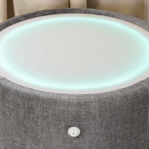 Noptiera rotunda cu iluminat LED SIGNUM 55cm catifea gri - Img 11