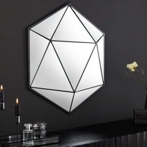 Oglinda de perete decorativa Diamond 60cm, negru - Img 4